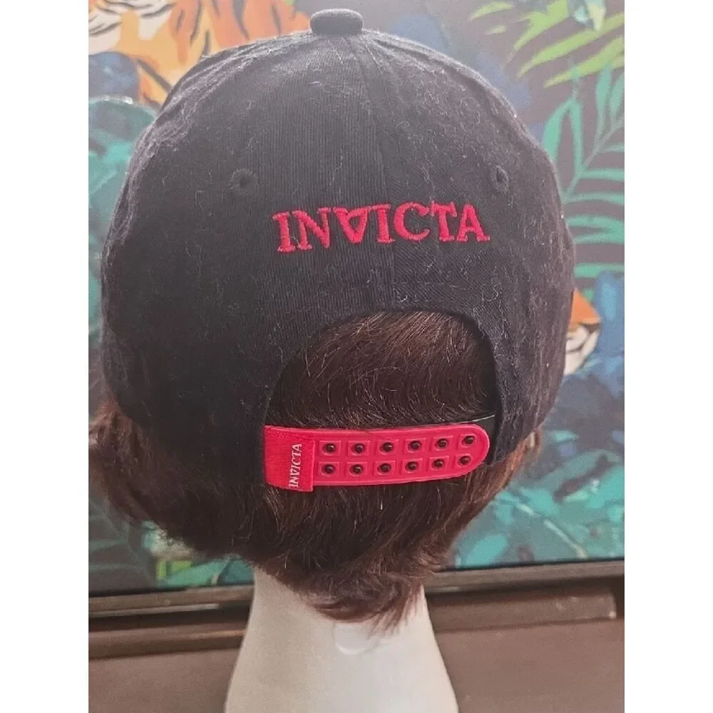 Invicta Black Cap with Red Logo and Trim